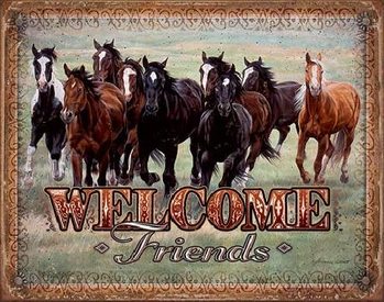 Targa in metallo WELCOME - HORSES - Friends