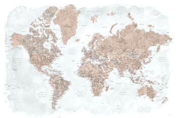 XXL Poster Blursbyai - Nude Watercolor world map