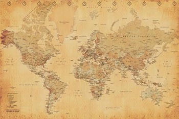 Poster Mappa del Mondo - stile antico