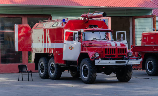 Fotografi red car of the fire department,