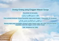 Hadits Tentang Orang-Orang yang Enggan Masuk Surga, Pelajaran Penting dari Rasulullah SAW