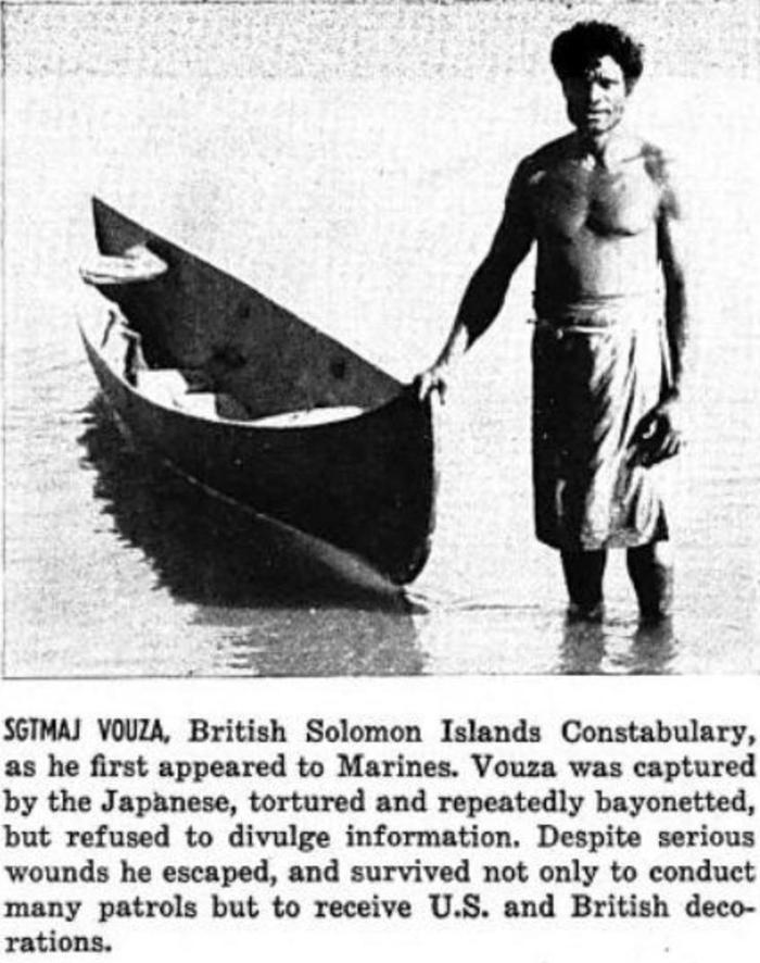 SgtMaj Vouza, British Solomon Islands Constabulary.
From The Guadalcanal Campaign, 1949.