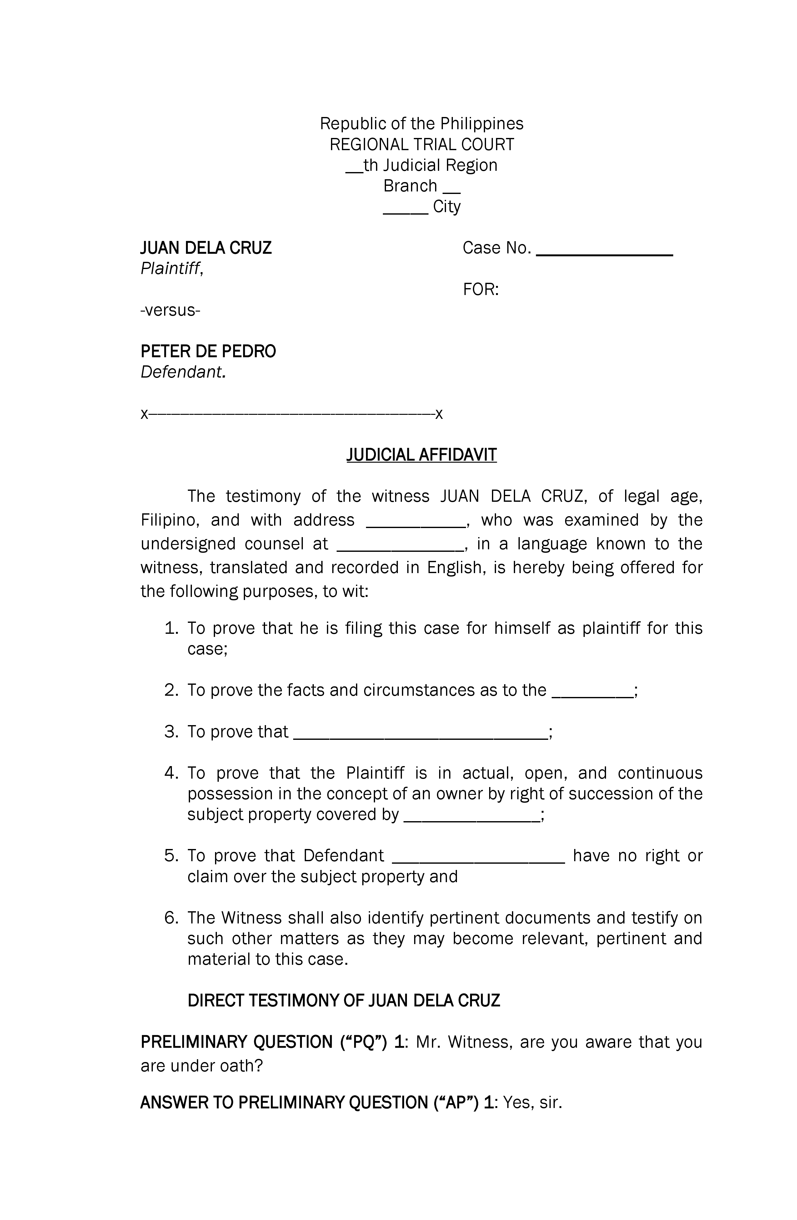 Affidavit Format