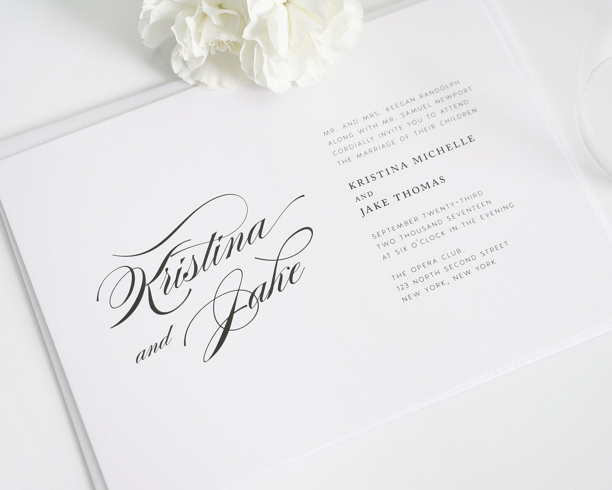 Classic script wedding invitations 