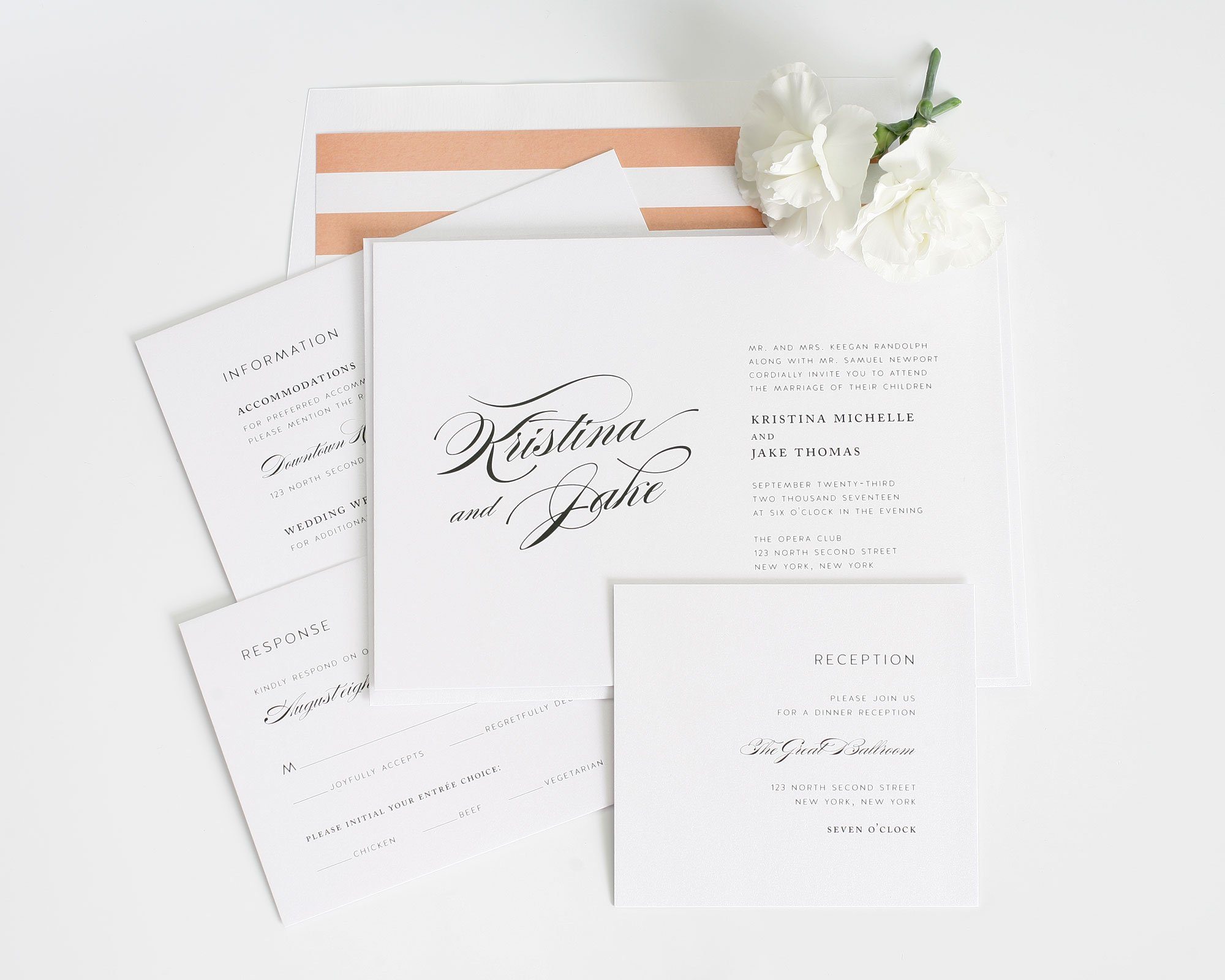 Romantic Peach Wedding Invitations 