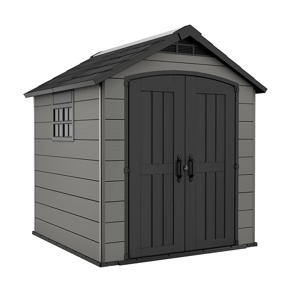 Keter Premier 7 x 7ft Outdoor Garden Apex Storage Shed - Grey