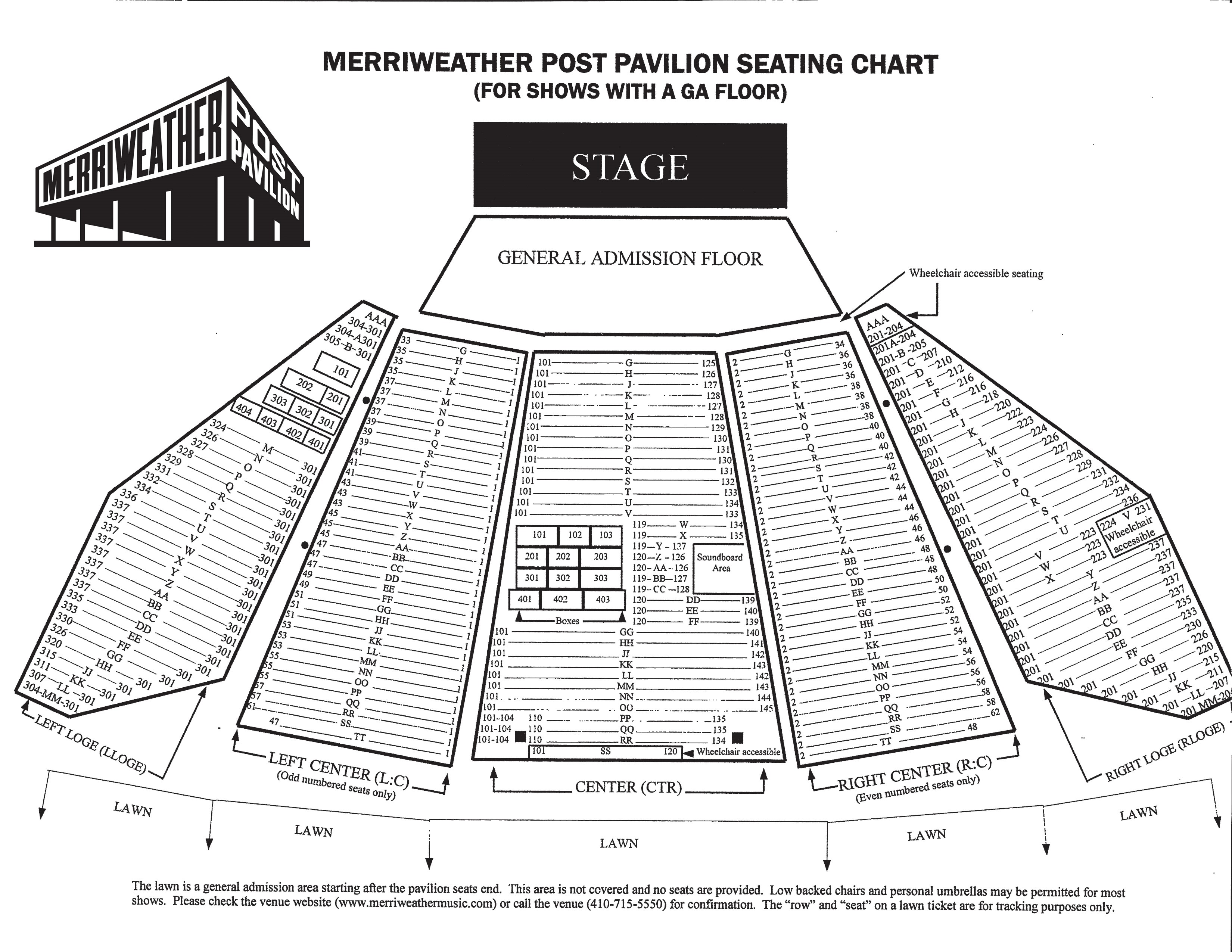 Merriweather Post Pavilion Seating Chart Ga Floor: A Visual Reference ...