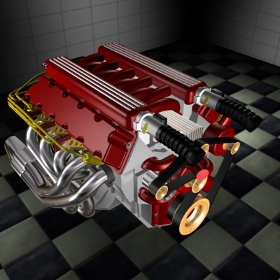 3d dodge viper v10 v8 engine