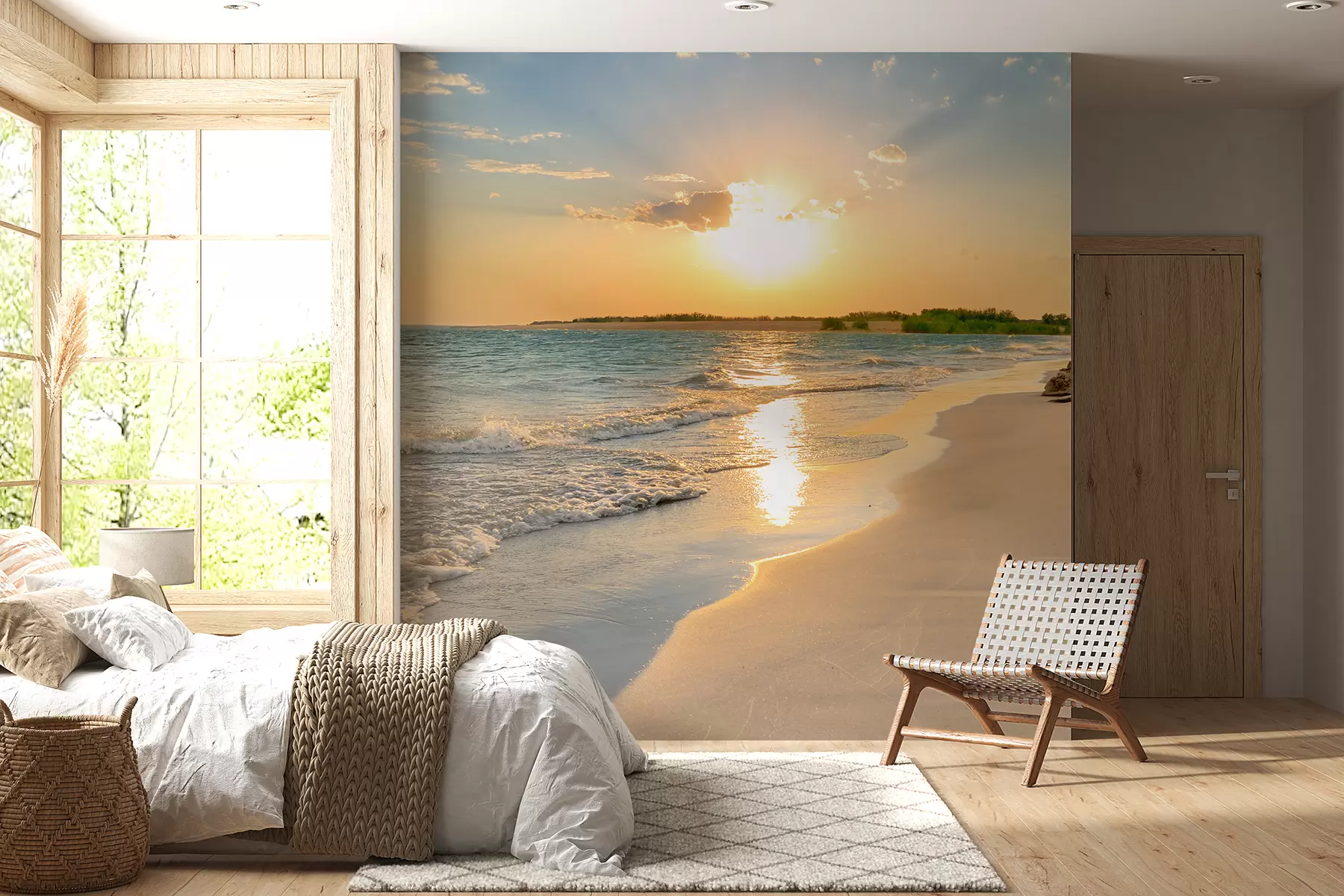 wall murals Sunset on the sea coast u53408