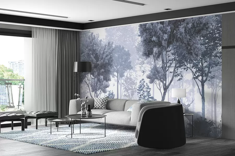 wall murals Magic forest in blue u72134v1