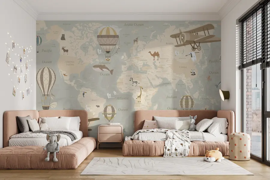 Wall Mural Photo Wallpaper Children's map of the world u36066