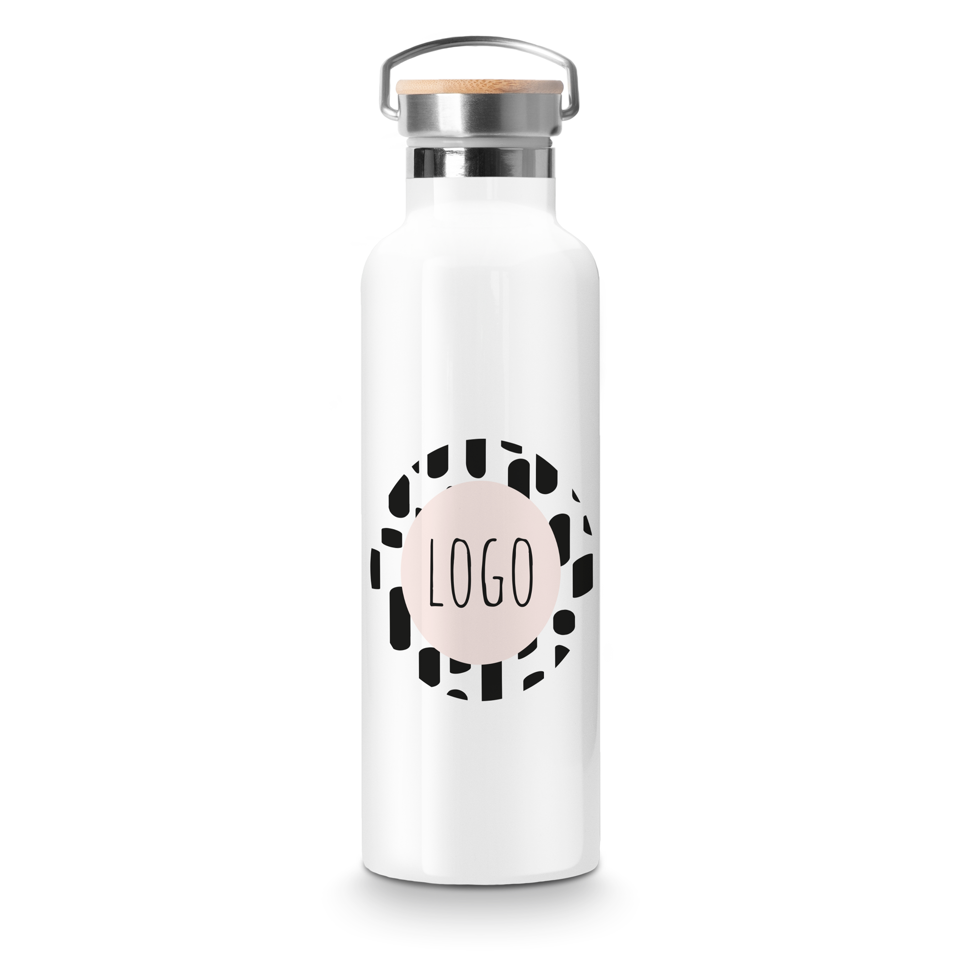 Personalised bamboo water bottle - White