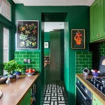 Regan Leahy and Fearghas MacGregor wanted a green kitchen in their little apartment to contrast the industrial character of their King’s Cross neighborhood.