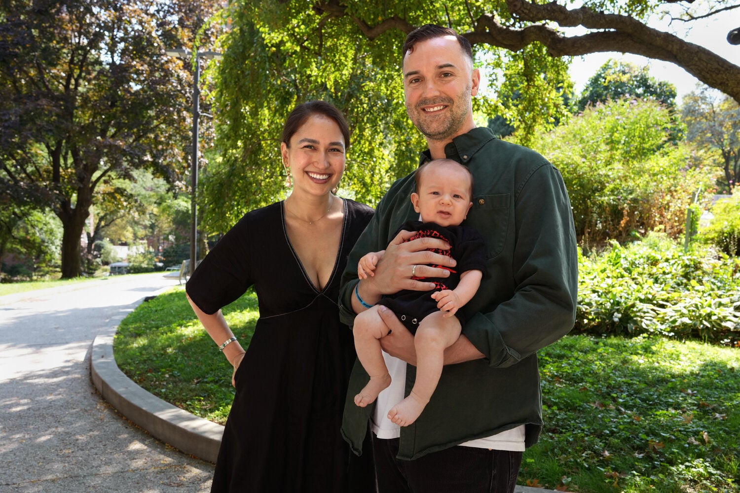 Dana and Tom Callahan with their 10-week old son in Manhattan, where they recently bought a new apartment.