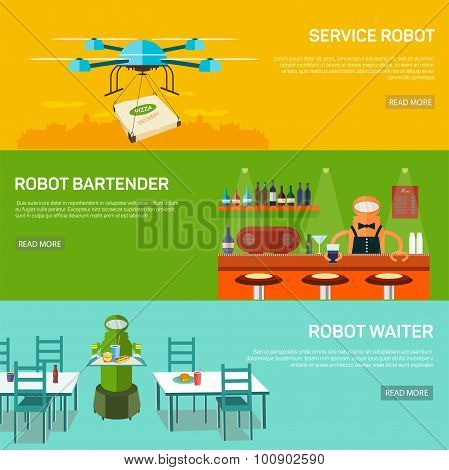 Robots  design concept set with service robot