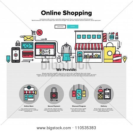 Shopping Online Flat Line Web Graphics