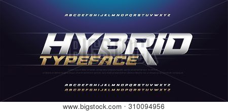 Sport Modern Italic Alphabet Gold Font. Typography 3d Urban Style Silver And Golden Fonts For Techno