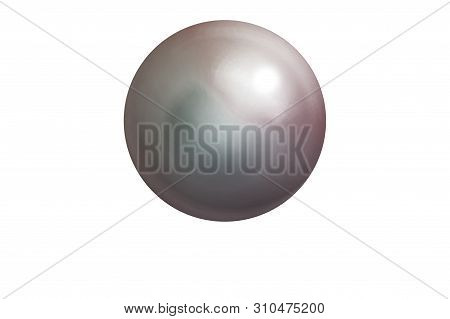 Realistic Single Shiny Natural Rainbow Sea Pearl With Light Effects Isolated On White Background. Sp