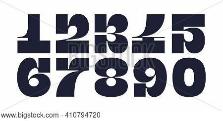 Numeral Font. Font Of Number, Numeral, Modern Fat Style With Contemporary Geometric Design. Trendy T