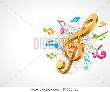 Colorful music background with notes. Vector background. 