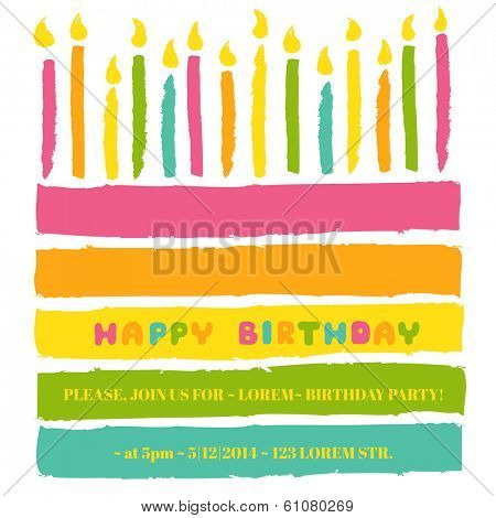 Happy Birthday and Party Invitation Card - with place for your text - in vector