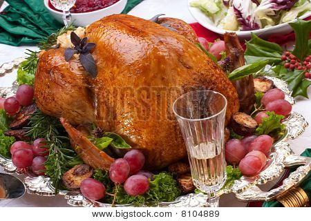 Christmas Turkey On Holiday Table