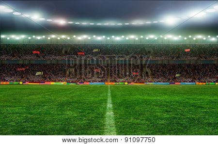 On the stadium. abstract football or soccer backgrounds 