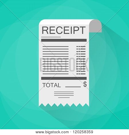 Receipt icon. Flat design.