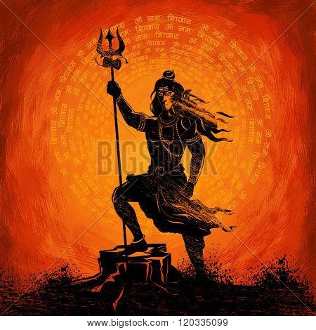 illustration of Lord Shiva, Indian God of Hindu with message Om Namah Shivaya ( I bow to Shiva )