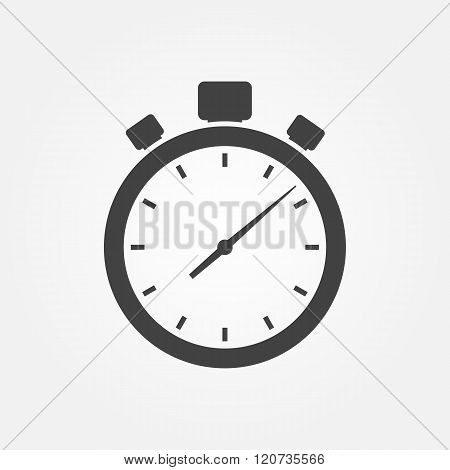 Stopwatch Icon. Timer Icon, Isolated, White On The Black Background.