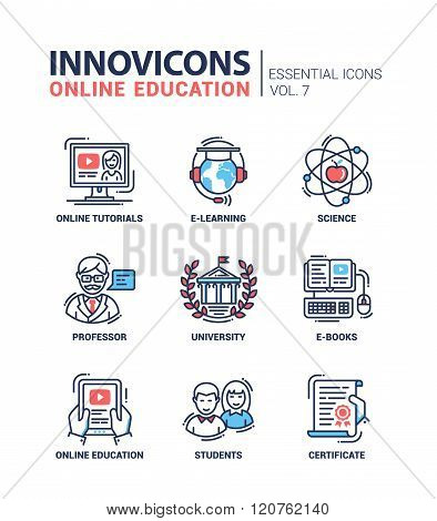 Modern school and education thin line design icons, pictograms