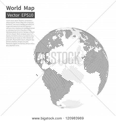 Dotted World Map Background. Earth Globe. Globalization Concept.