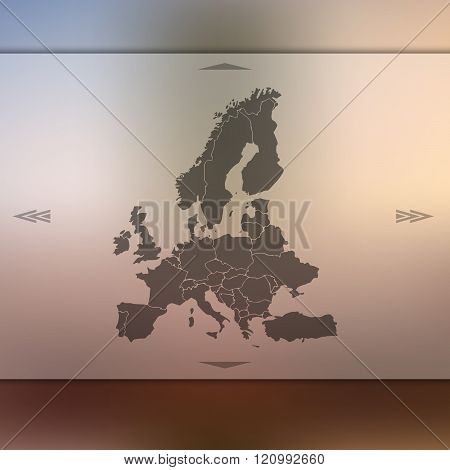 Europe map on blurred background