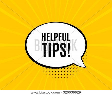 Helpful Tips Symbol. Chat Speech Bubble. Education Faq Sign. Help Assistance. Yellow Vector Banner W