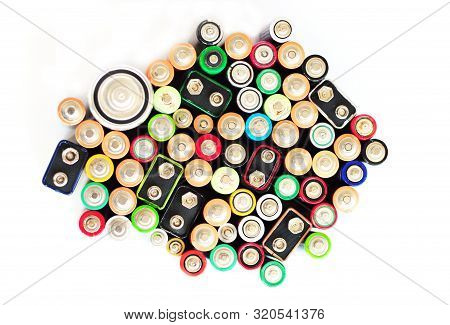 Battery Recycling Isolated On White Background Recycling Batteries And Battery Recycling Signs. Batt