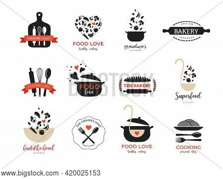 Bakery, Pastry Shop, Food And Cooking Logo And Branding. Healthy, Vegan And Vegetarian Food Concept 