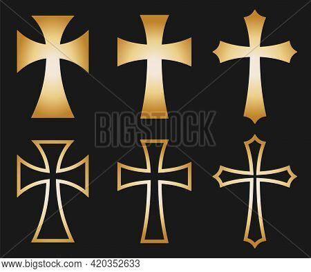 Cross Vector Shape Symbol. Christianity Sign. Christian Religion Icon. Catholic And Protestant Faith