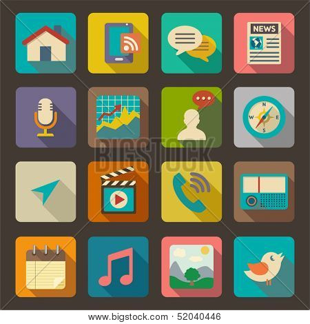 Flat icons set for Web and Mobile Applications