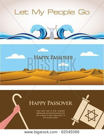 Three Banners of Passover Jewish Holiday