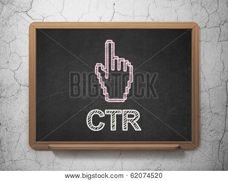 Business concept: Mouse Cursor and CTR on chalkboard background