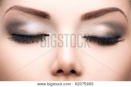 Beauty Eyes Makeup. Make up closeup. Long eyelashes, Perfect skin