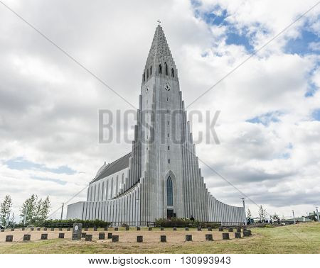 Hallgrimskirkja lutheran cathedral in Reykjavik is the largest church on Iceland