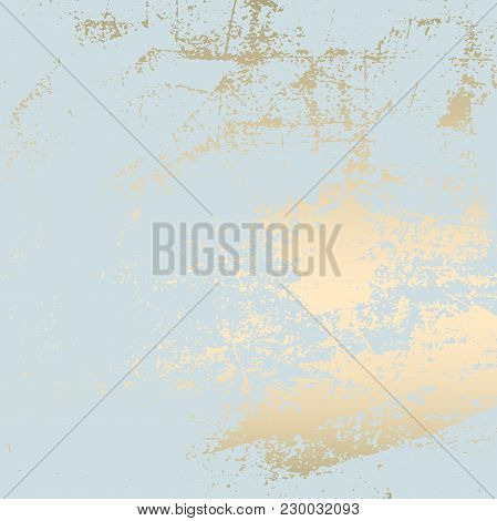 Abstract Grunge Pattina Effect Pastel Gold Retrotexture. Trendy Chic Background Made In Vector For Y