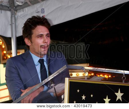 LOS ANGELES - MAR 7:  James Franco at the Hollywood Walk of Fame Ceremony honoring James Franco at the El Capitan Theater on March 7, 2013 in Los Angeles, CA