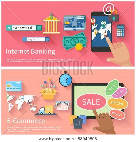 Internet banking and e-commerce concept