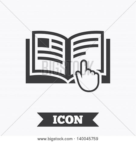 Instruction sign icon. Manual book symbol. Read before use. Graphic design element. Flat instructions symbol on white background. Vector