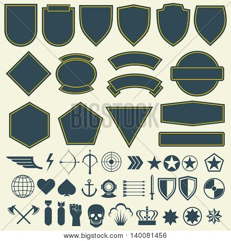 Vector elements for military, army patches, badges. Set of badge for army and military emblem for patch and army illustration