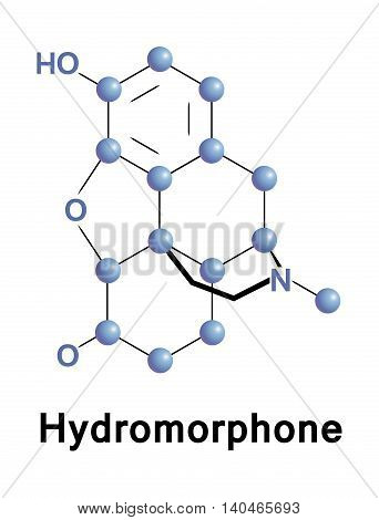 Hydromorphone, also known as dihydromorphinone, and sold under the brand names Dilaudid among others, is a centrally acting pain medication of the opioid class. It is a derivative of morphine. Vector.