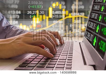 Financial stock market data. Candle stick graph chart of stock market ,stock market data graph chart on LED concept, work for stock market background ,stock market education and stock market analysis background backdrop including stock education or market