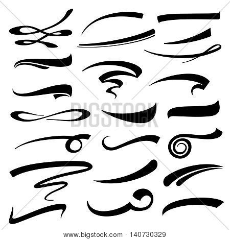 Hand lettering vector underlines set. Underline typography marker or pen strokes